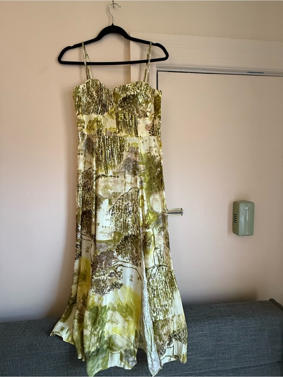 Zara Dresses & Skirts - Zara Olive Green Printed Spaghetti Strap Maxi Dress